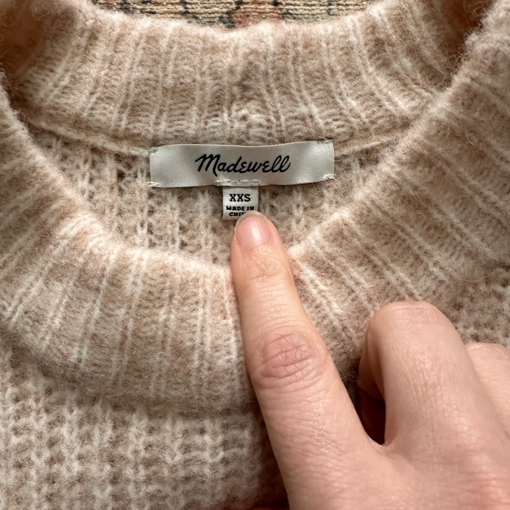 Madewell Long Sleeve Beige Sweater/Size XXS - Picture 2 of 6